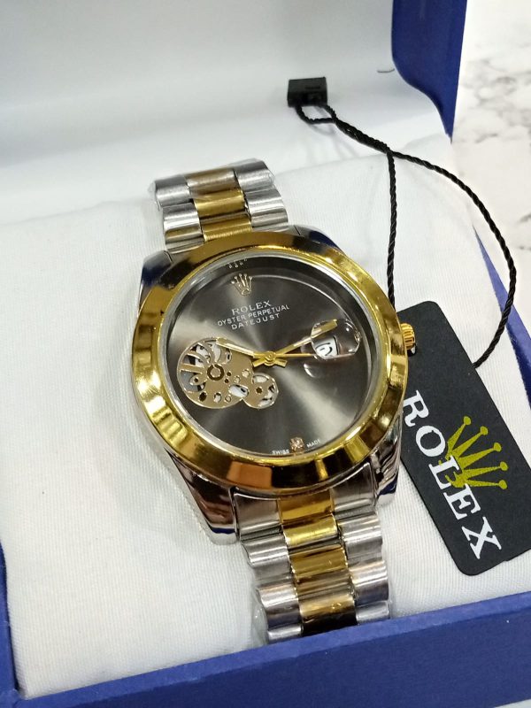 Rolex-Silver-Golden-Dial-Watch